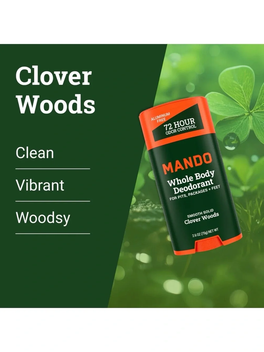 Mando Clover Woods Smooth Solid Whole Body Deodorant 2.6oz